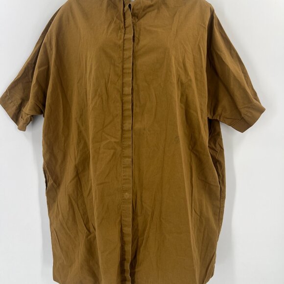 SBJ Austin One Size Brown Button Down Tunic Lagenlook Mandarin Collar Oversized - Picture 14 of 14